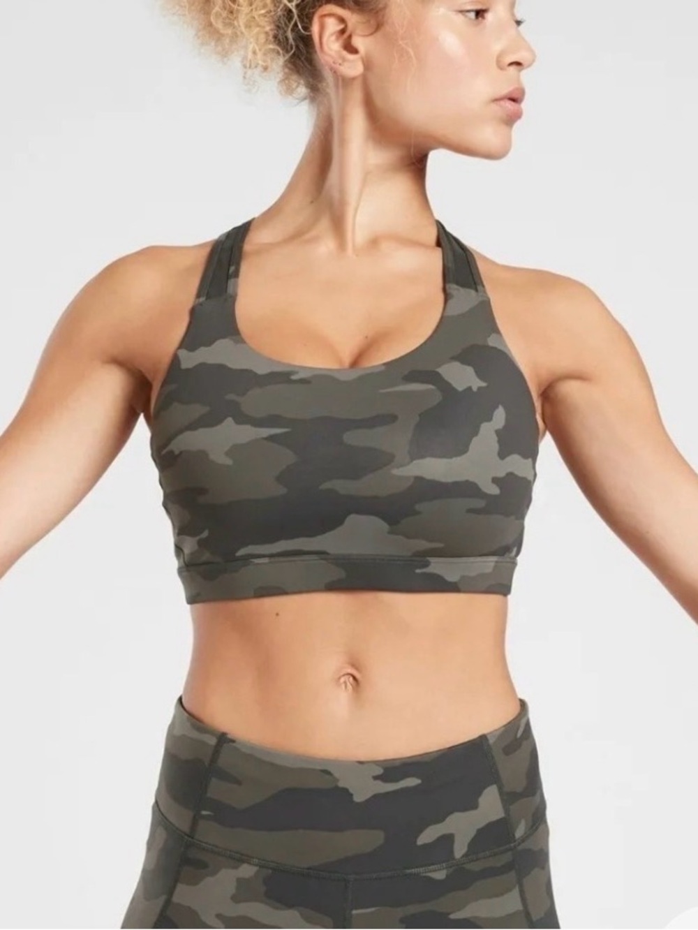 Athleta Camouflage Racerback Sports Bra. Size L